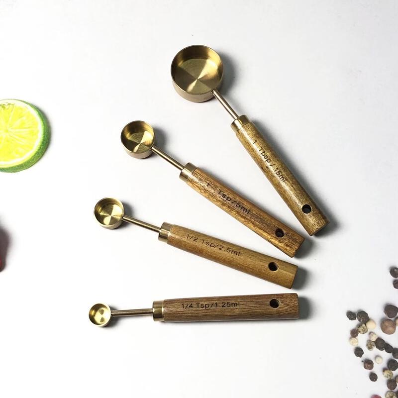 MDNG Acacia Wood Handle Stainless Steel Measuring Tools