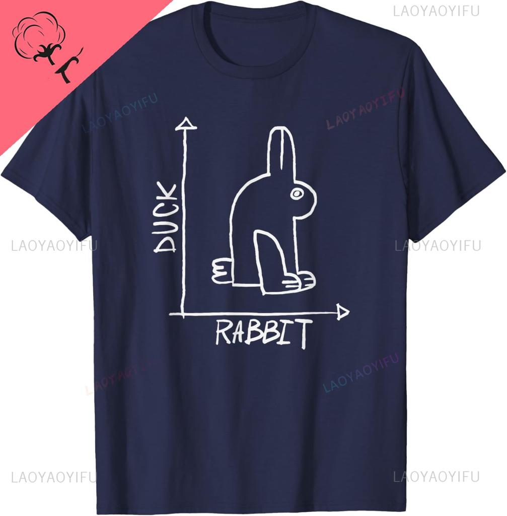 Funny Science Duck or Rabbit Physics Math Geek TShirt Cotton Print On Demand Mens T Shirt Kawayi Couple Y2k Ropa Hombre