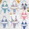 Women’s Printed Triangle Cup Bikini Swimsuit, Sexy Halter Backless Bathing Siut Two-Piece Tie Side Swimwear Set