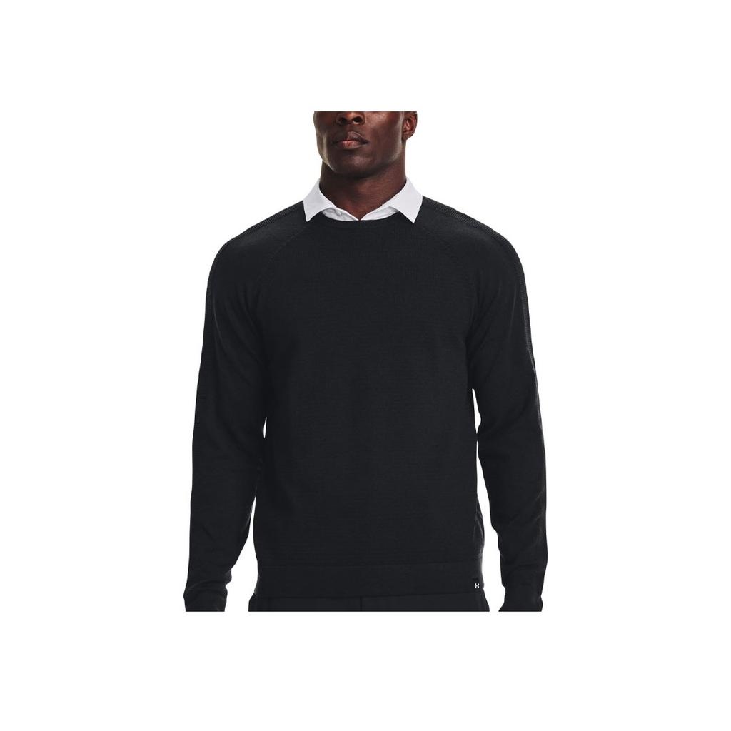 Under Armour Solid Color Crew Neck Sweater Men Sweater Black 1373684-001