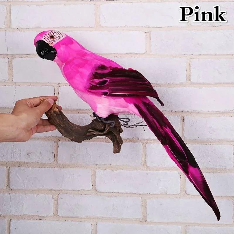 

1 Pcs New Simulated Parrot Macaw Simulated Bird Countryside Decoration Feather Parrot Crafts Horticultural Decoration Bird розовый