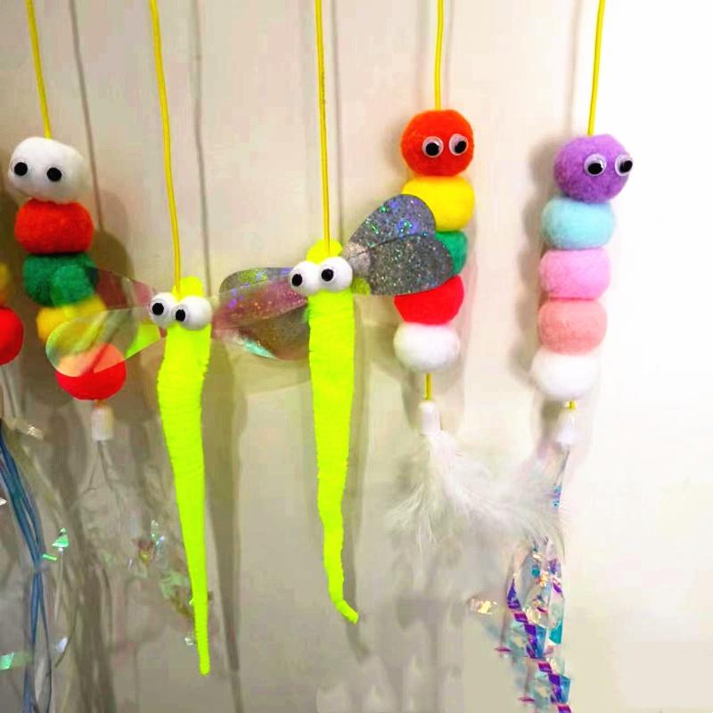 Interactive Elastic Funny Stick Kitten Toy Feather Bell Hanging Swing Kitten Teasing Accessories Long Rope Cat Supplies Pet