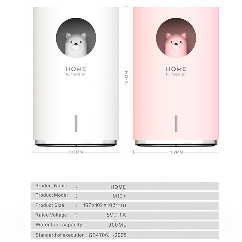 Humidificador doméstico de gran capacidad de 700 ml, humidificador de aire USB, difusor de aceites esenciales con lámpara LED de color, purificador de aire y nebulizador.