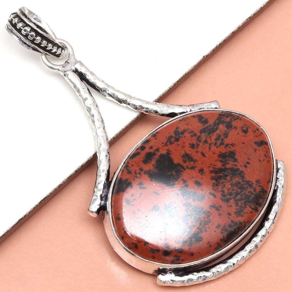 Mahogany Obsidian Handmade Women's Unisex Silver Jewelry Pendant 2.5