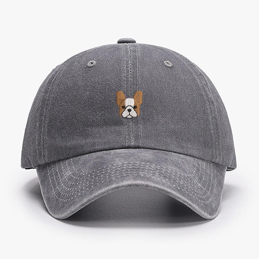 Embroidered Mini French BullDog Vintage Cotton Baseball Caps Unisex Women Washed Hat Sports Fishing Dad Summer Peaked Cap
