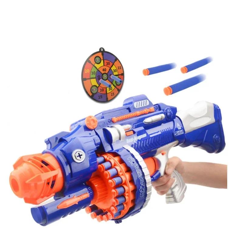 Gun Toy Children's Electric Continuous Shooting Gatling Suction Cup Soft Bullet BB Gun for Kids Gift