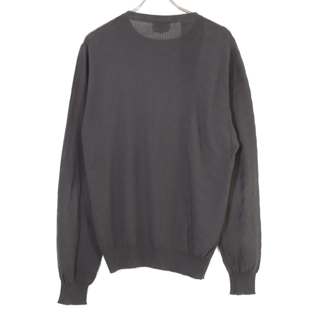 HERMES 20 Stainless Steel Gray Cotton Design Change Crew Neck Long Sleeve Knit Shirt tops S grayUsed