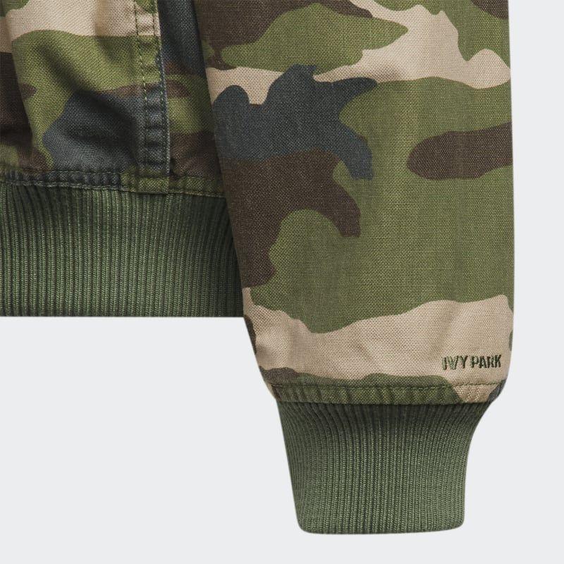 Adidas X Ivy Park Collaboration SS23 Camouflage Canvas High Neck Work Jacket Unisex Jackets Military-Green HS0718