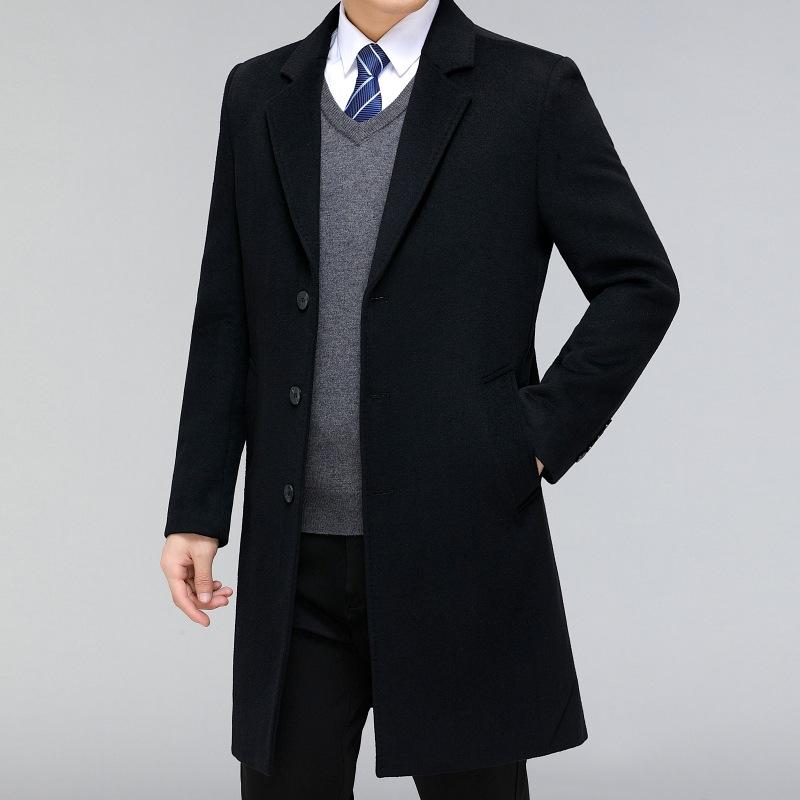 

Cashmere Coat Men s Autumn and Winter New Style Mid-length Suit Collar Daddy Suit Middle-aged and Elderly Woolen Woolen Coat Top 170