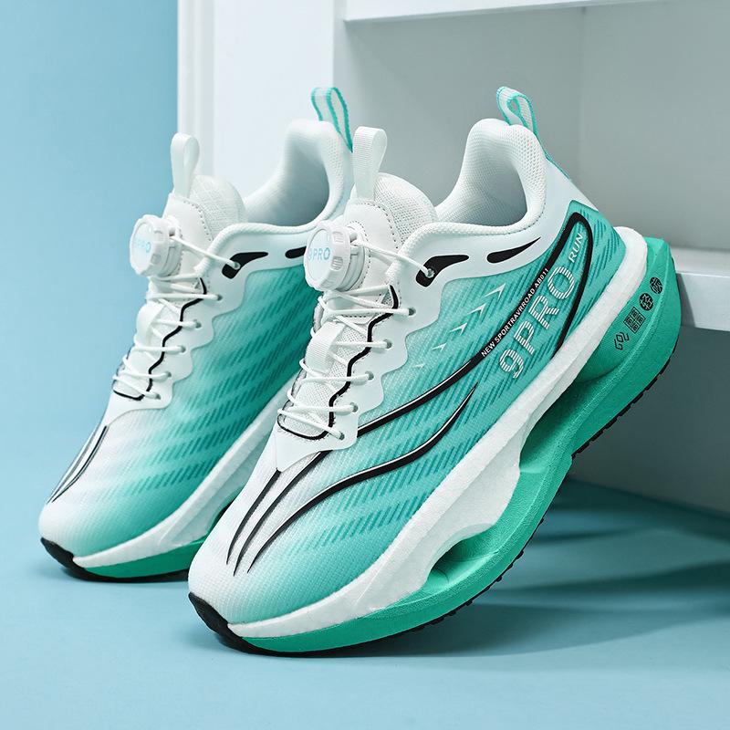 9PRO carbon board running shoes children's rotating buckle cushioning wear-resistant running shoes soft sole breathable youth sports shoes