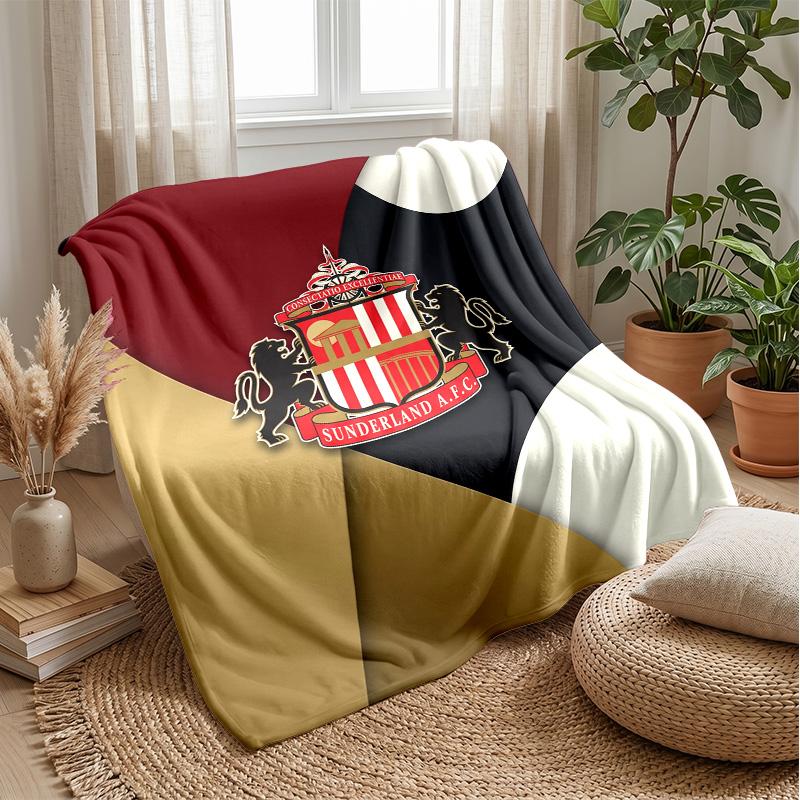 Sunderland Football Print Flannel Blanket, Soft Warm Lightweight Throw Blanket for Sofa Bed Camping