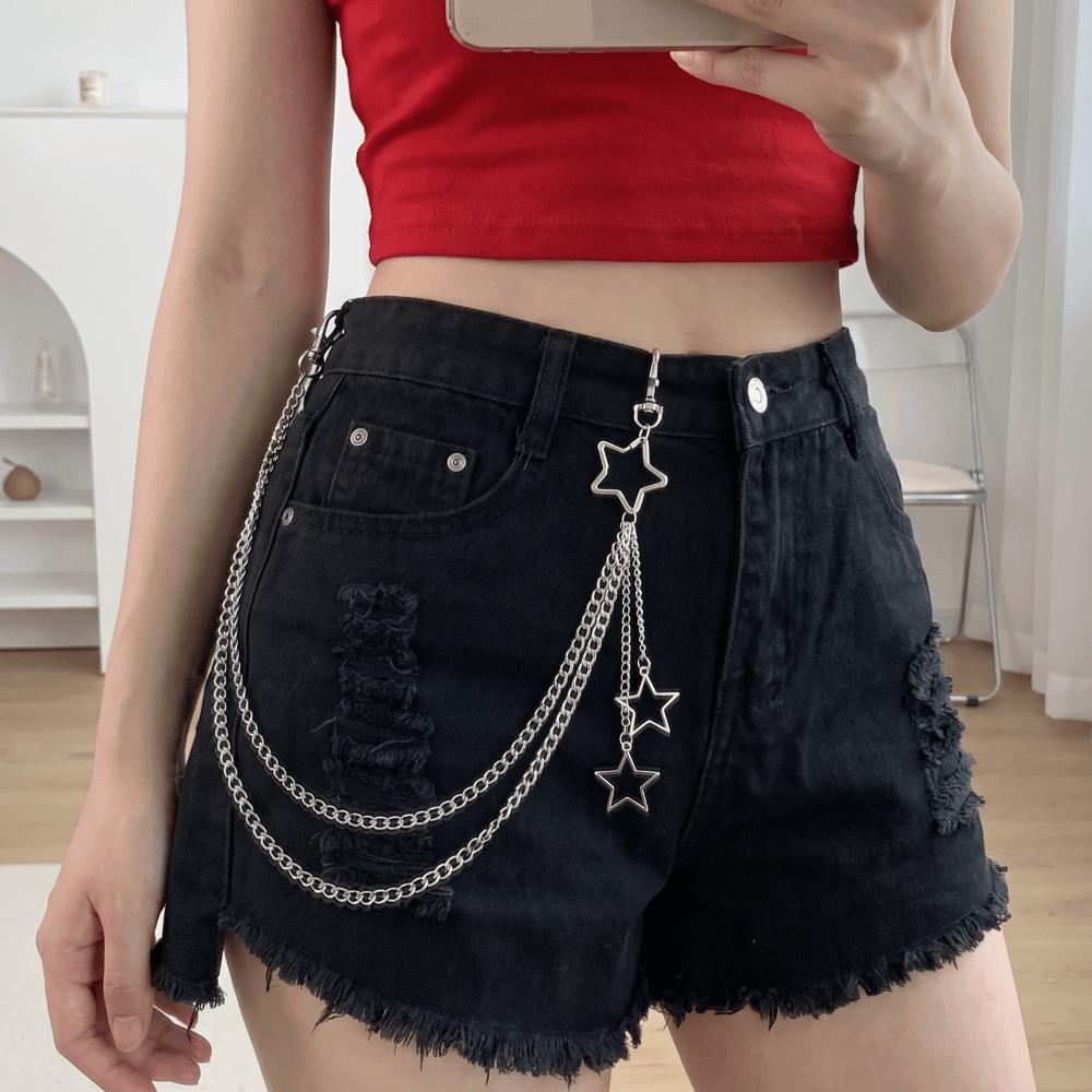 Pentagram Gothic Rock Accessories Star Pendant Waist Belt Chain Punk Pants Chain  Music Festival