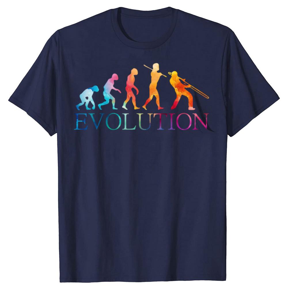 Jazz Trombone Player Evolution Of Man T Shirts Graphic Streetwear Short Sleeve Birthday Gifts Summer Style T-shirt Mens Clothing