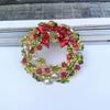 Christmas Wreath Brooch Creative Bow Design Fashion Enamel Pin Festive Gift for Women