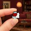 Denim Jacket Accessory Outfit Brooch for Men & Women, Cartoon Kitten Drinking Scratch-resistant Pin Wine Enamel Pin, Decorative Jackets Bags