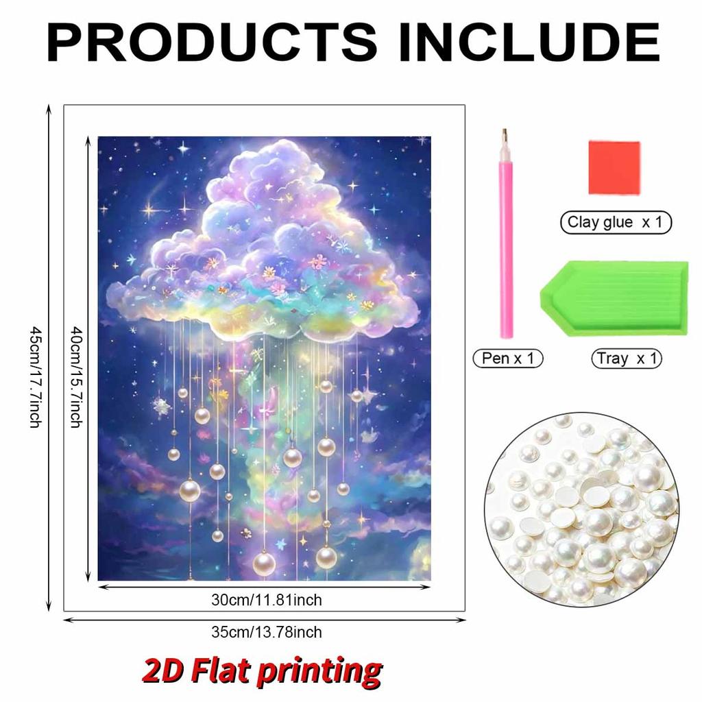 Kit Pittura con Perle Diamond Art Fai da Te per Adulti, Pittura Murale Artistica con Perle a Forma Speciale Nuvole Colorate per Decorazione Casa Ufficio Regalo Fatto a Mano