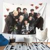 VIKAMA Stray Kids Member Illustration Tapestry KPop Fan Support Wall Hanging with Heart Elements for Bedroom Decor