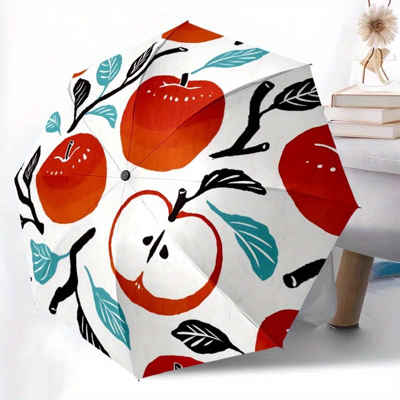 1pc Apple Pattern Automatic Open, Sturdy Iron Frame, Compact Folding Design, All-Season Portable Umbrella for Women & Men yy250801082