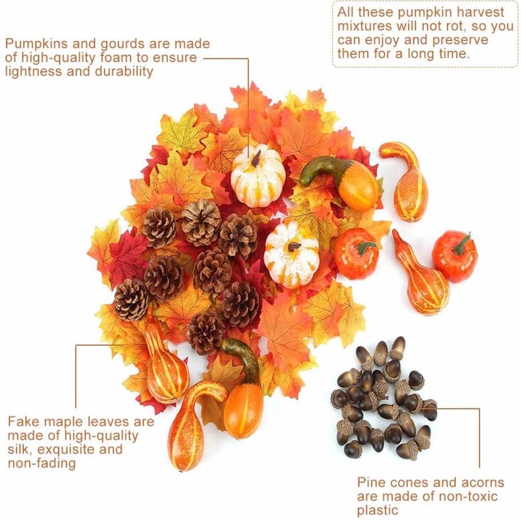 50Pcs Artificial Pumpkins Autumn decoration set, Halloween Mini Fake Pumpkins