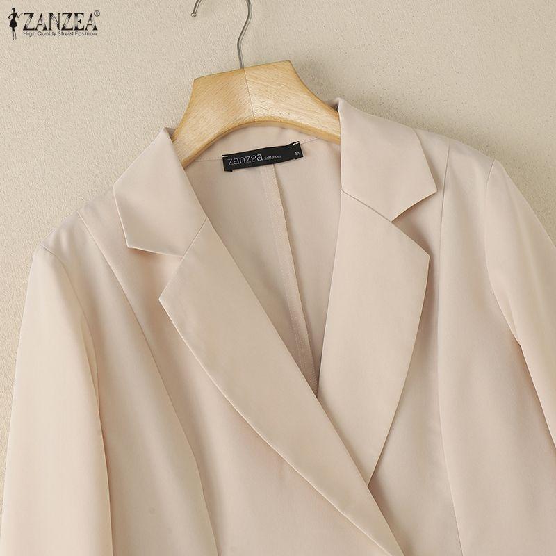 ZANZEA Rochie Elegantă Casual pentru Femei cu Guler Reversibil și Mânecă Lungă
