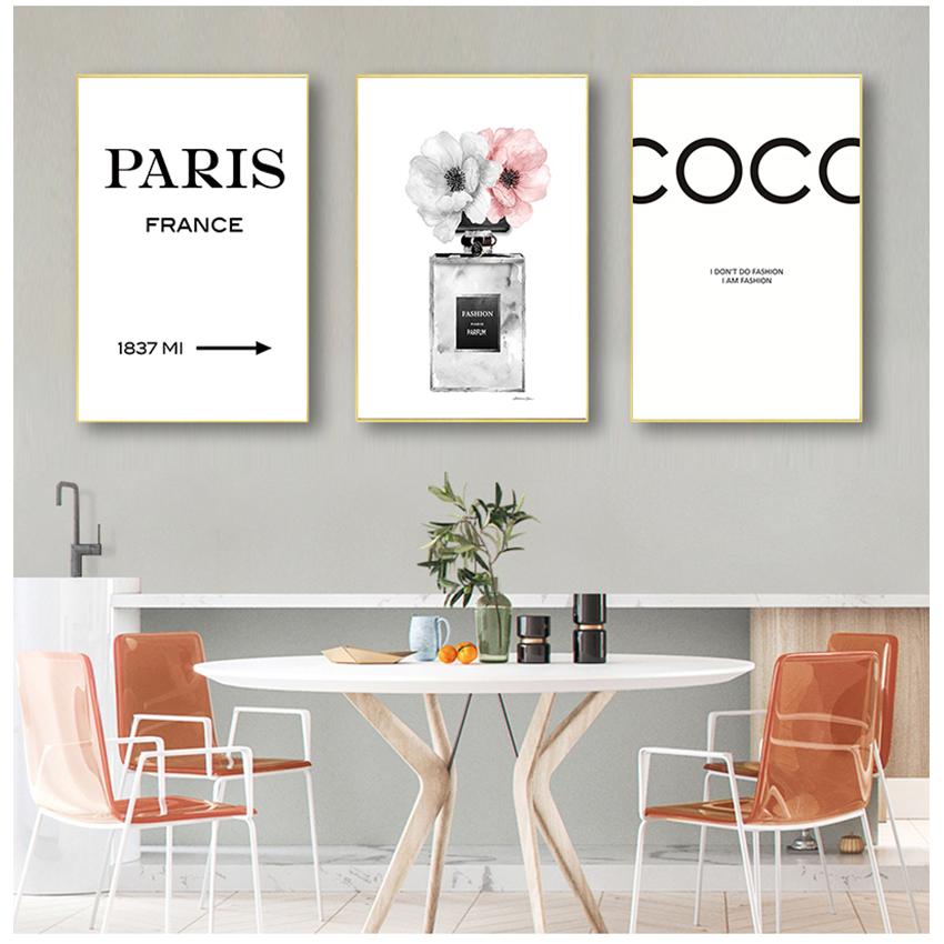 Prints Pink Peony Posters Wall Pictures Home Decor  Poster Perfume Abstract Painting Quotes Perfume Bottle Wall Art Canvas