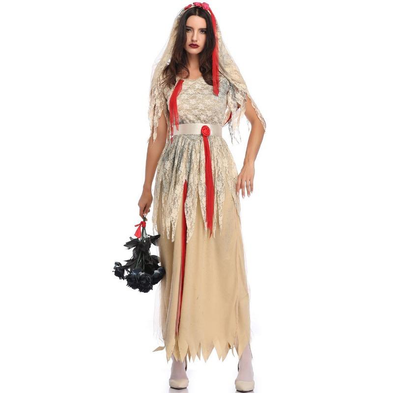 Halloweensky kostým M-XL, pre dospelých, dámsky, cosplay kostým pre strašidelnú nevestu, maškarný párty kostým