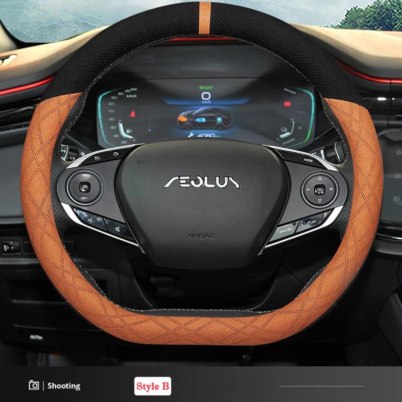 Suede D Type Ultra-thin Car Steering Wheel Cover For Dongfeng Aeolus Yixuan Max GS EV E70 Huge Haoji Interior Accessories