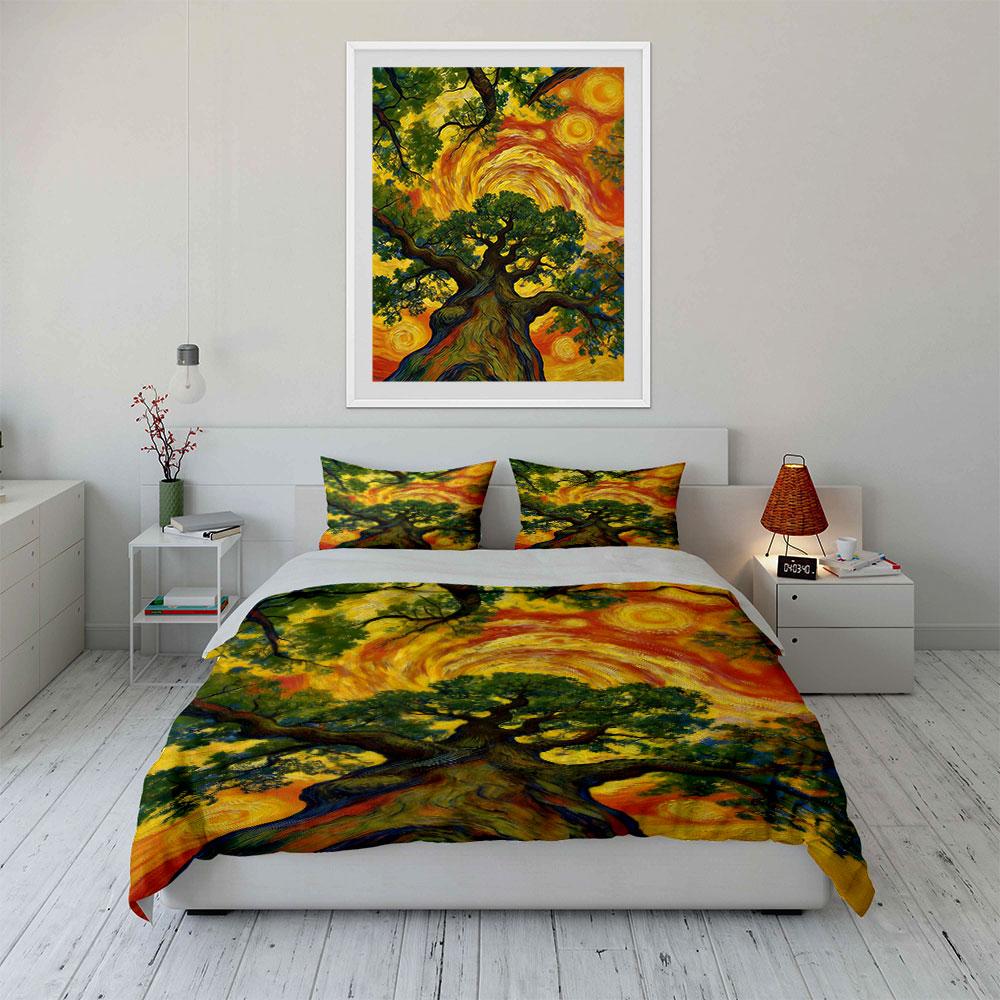 Swirling sun, vivid tree. Bedding sets Duvet cover sets Duvet covers Pillowcases(1* Duvet Cover 2* Pillowcases without duvet insert)