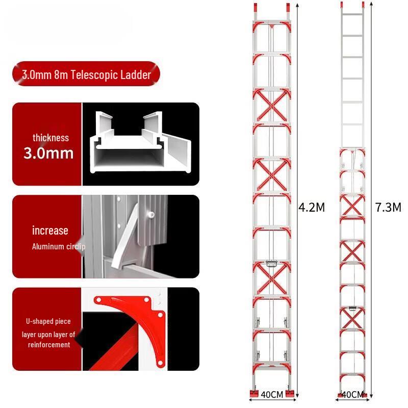 8-Meter Aluminum Telescopic Extension Ladder