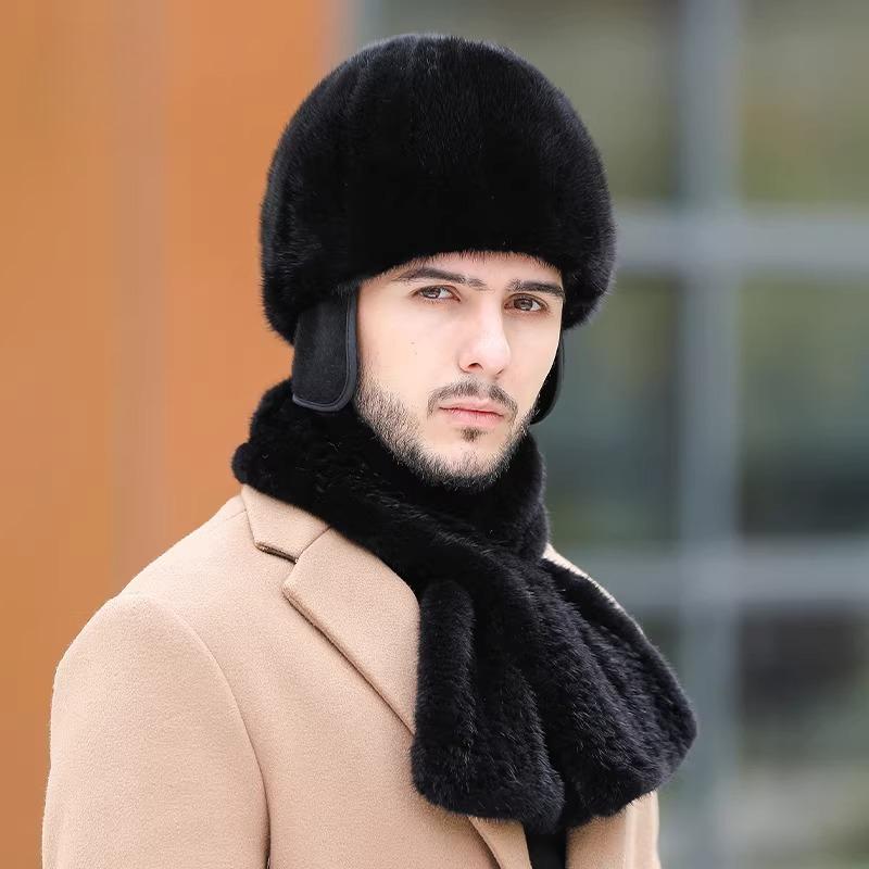 Mink Hat Men's Winter Ear Protection Warm Top Hat Fashion Mink Hair Winter in The Elderly Dad Fur Hat