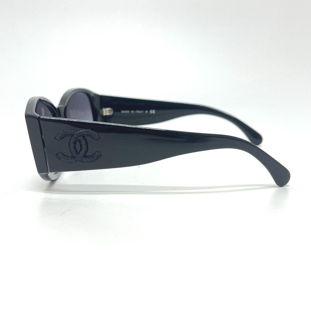 Chanel OCH5450-A Embroidered CC Mark Eyewear Sunglasses Plastic Black