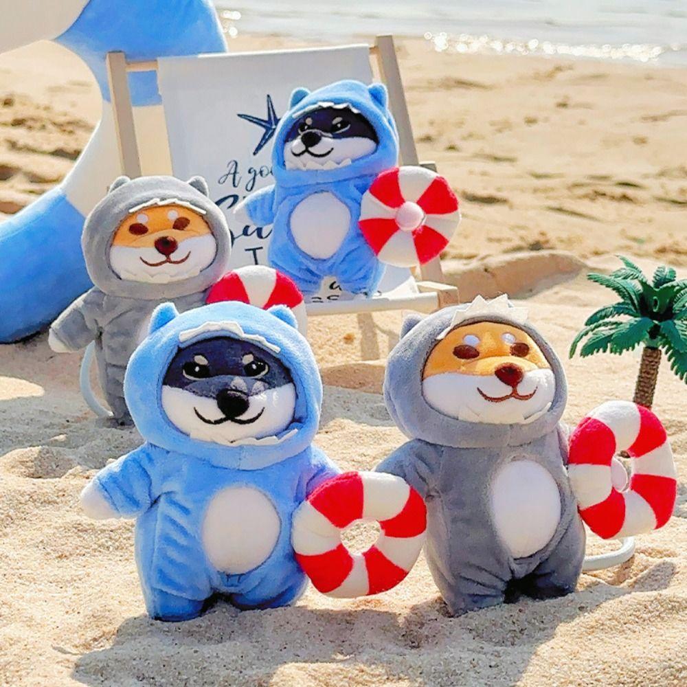 Soft Plush Dog Dolls Keychain PP Cotton Dressed Akita Dog Plush Doll  Birthday Parties