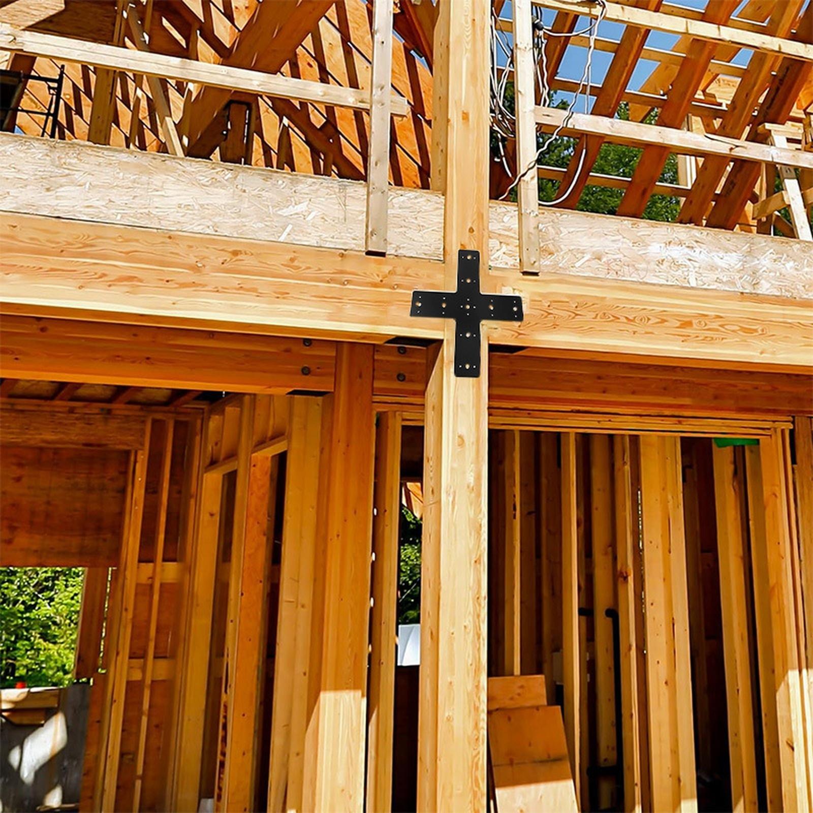 

Cross Metal Tie Rod Connector Heavy Duty Board Gables for Reinforcing Truss Pergolas one size чорний