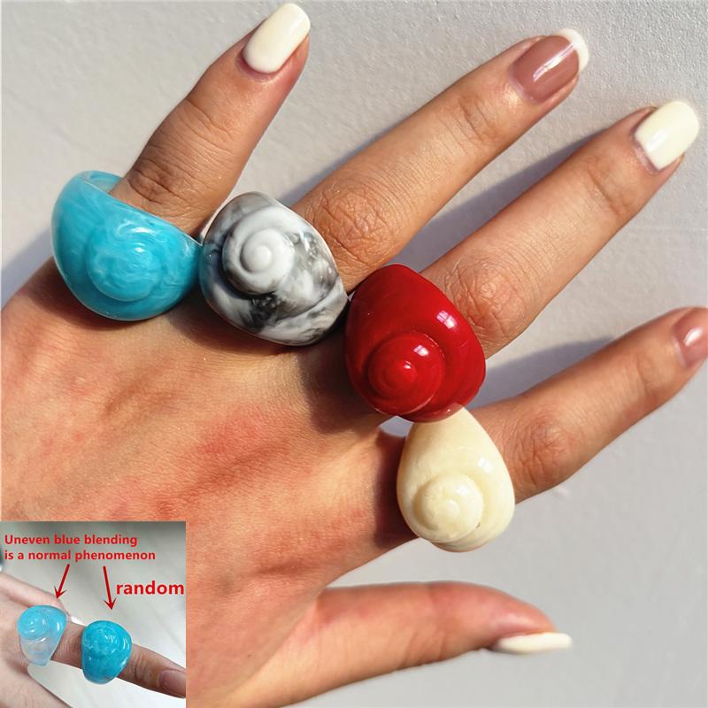 Oregelbundna Breda Stora Klumpiga Ringar för Kvinnor Vintage Akrylharts Höst Vinter Geometriska Stapelbara Finger Smycken