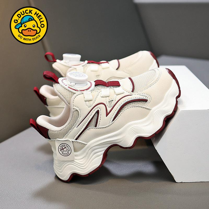Little Yellow Duck Classmate Girls Sneakers Spring and Autumn 2025 New Mesh Breathable Mesh Shoes Children's Shoes Girls Button Shoes