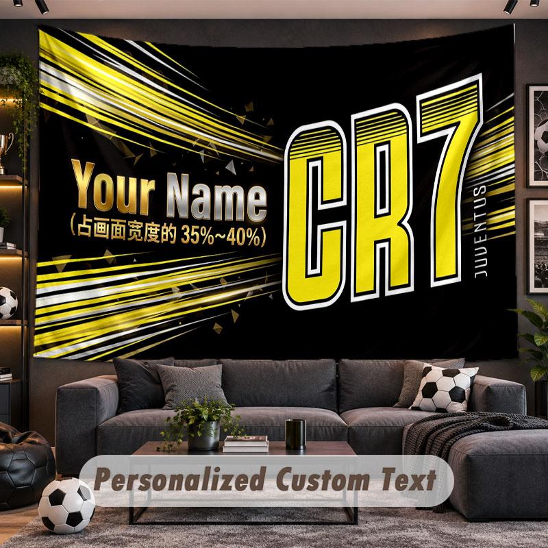 Wandbehang Wandteppich Benutzerdefinierter Name Cristiano Ronaldo Muster Personalisiert Bedruckter Stoff Wanddekoration
