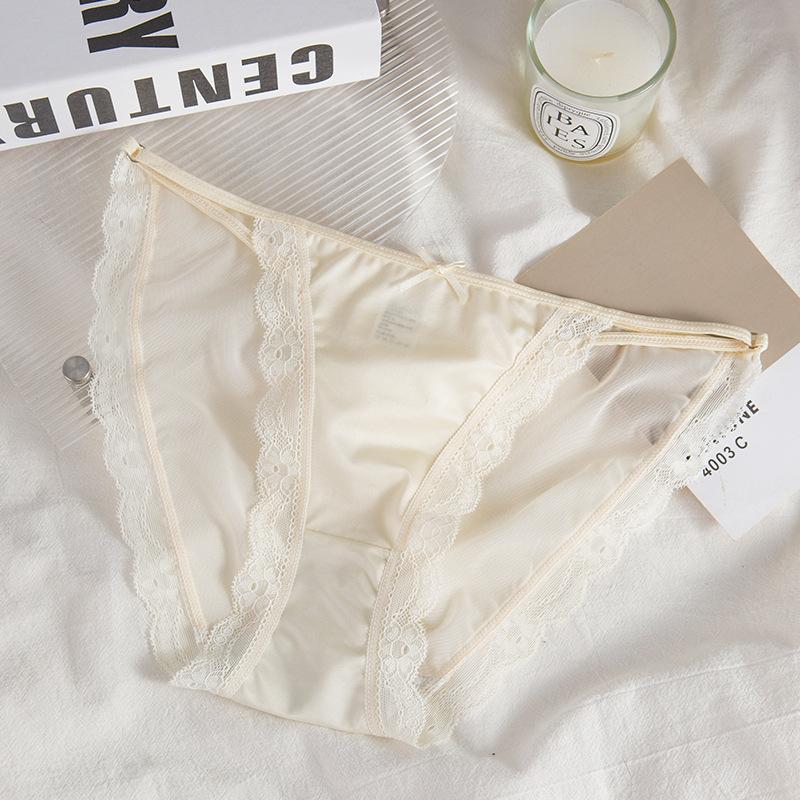 Mesh Lace Underwear for Women Sexy Hollow Out Slim Strap Low Waist Breathable Cotton Crotch Quick Drying Triangle Panties