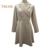 Fall Winter Women Jacket Double-breasted A-line Slim Fit Turn-down Collar Tight Waist Pure Color Formal Business Office Dress Long Sleeve Commuting
