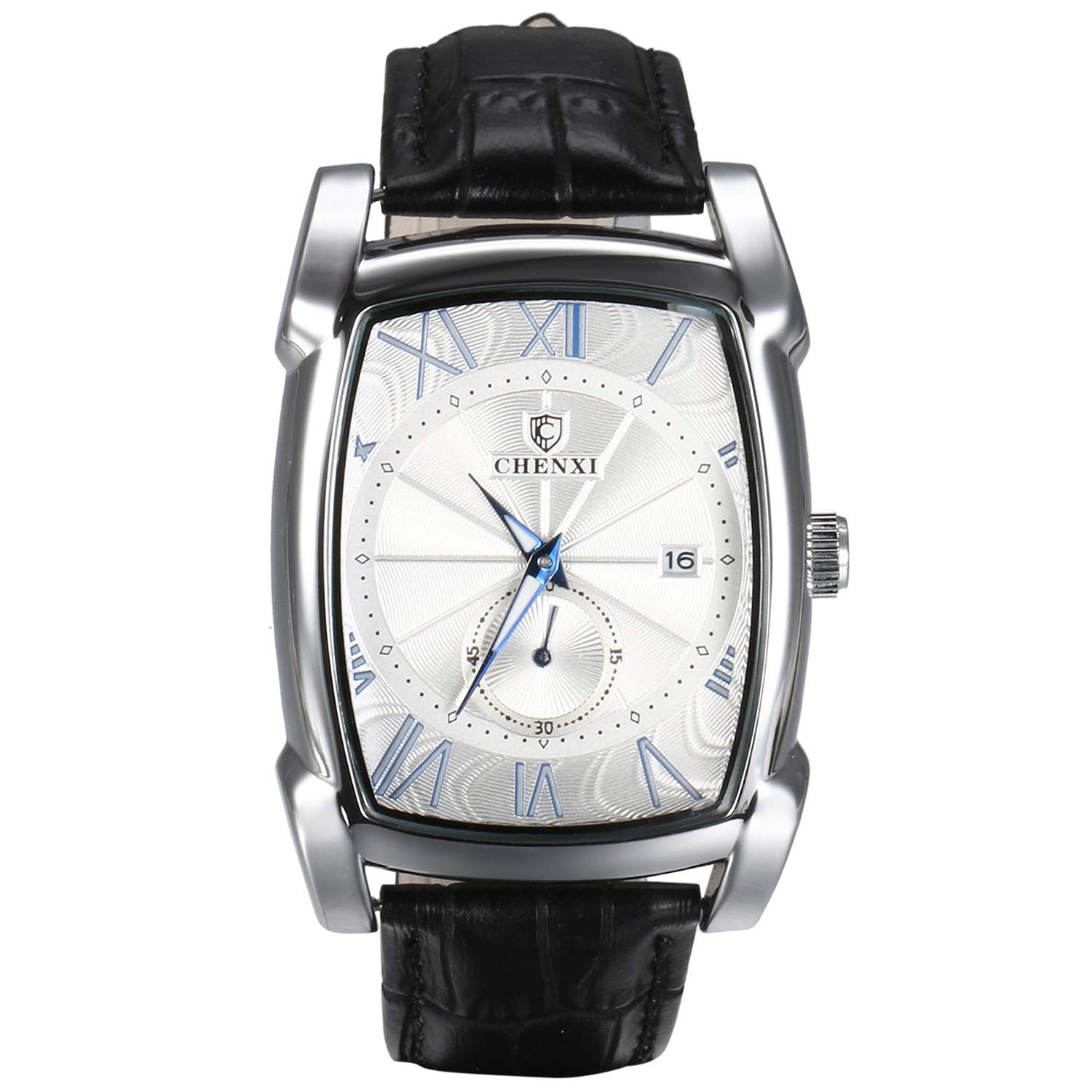 Lancardo Men s Square Watch, 3ATM Water Resistant, Analog Display, Japanese Quartz Movement, Genuine Leather Strap, Roman Mathematics Calendar,