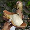 2024 New Summer Fashion Slope Heel Slippers Women's Shoes Solid Color Casual Slope Heel Thick Sole Slippers