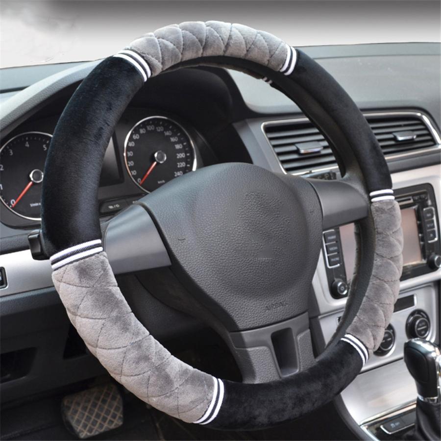 38Cm Car Winter Short Plush Steering Wheel Antiskid Protector Cover Universal
