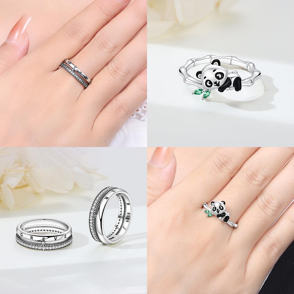 Authentic Copper Closedmouth Ring Panda Bamboo Womans Ring Jewellery Fine Gift Delicate Anniversary Accessory High Quality
