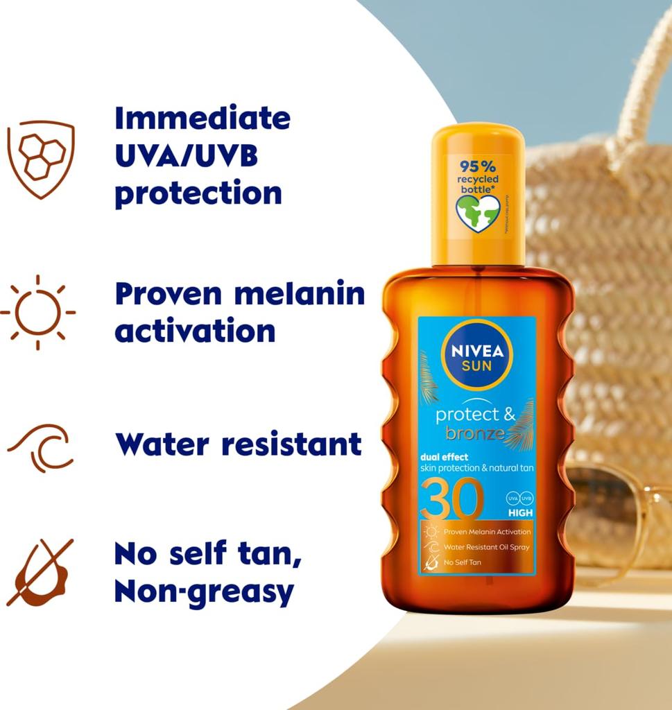 Nivea Sun Protect and Bronze Tan Activating Protecting Oil SPF 30 200 Ml