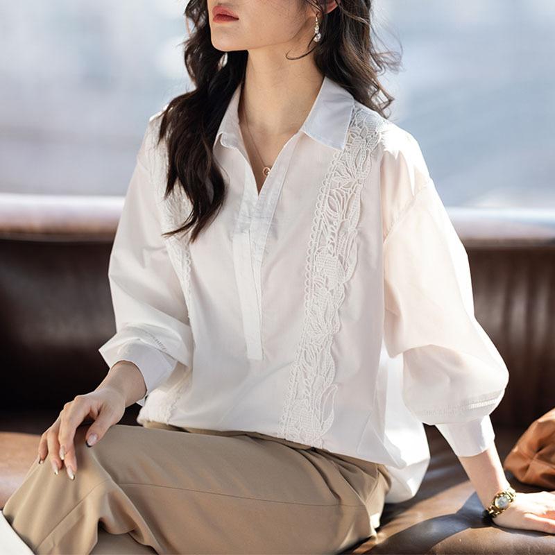 

Женская белая рубашка с длинными рукавами большого размера для женщин, весенняя, свободная, шикарная, темпераментная, простая рубашка для поездок на работу 3XL белый