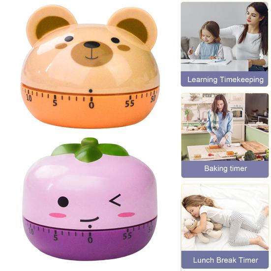 Minuteur de cuisine mécanique réglable 0-60 minutes Animal de dessin animé à remonter Compte à rebours manuel Alarme sonore Rappel Pas de piles nécessaires Minuteur coloré pour