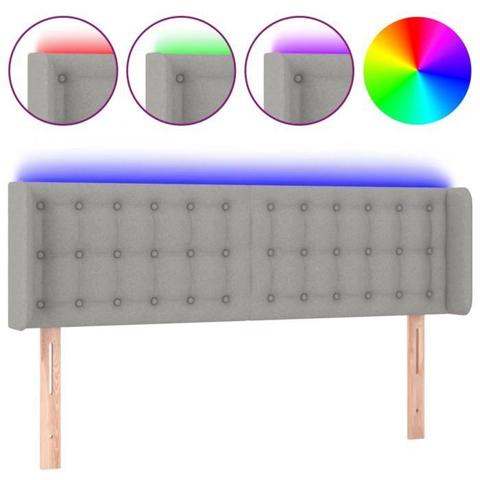 VidaXL LED Headboard Bedroom Furniture Double Bed Accessory Head of Bed Frame Interior Light Grey 3123668