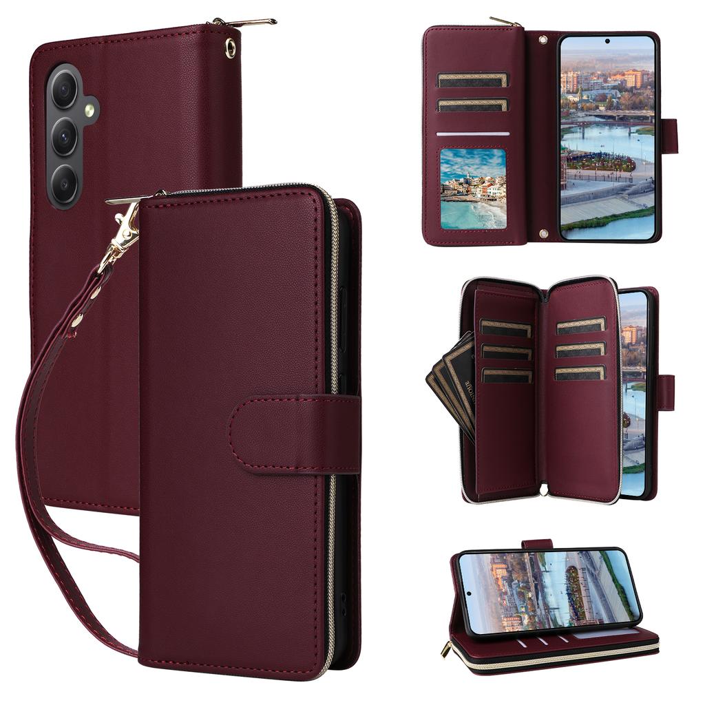 R20 For Samsung Galaxy A34 5G Case Zipper Wallet PU Leather Phone Cover