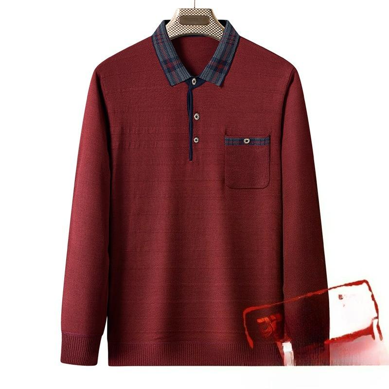 Papa Langarm-T-Shirt Herren Frühling Locker Oberteil Revers Polo Unterhemd