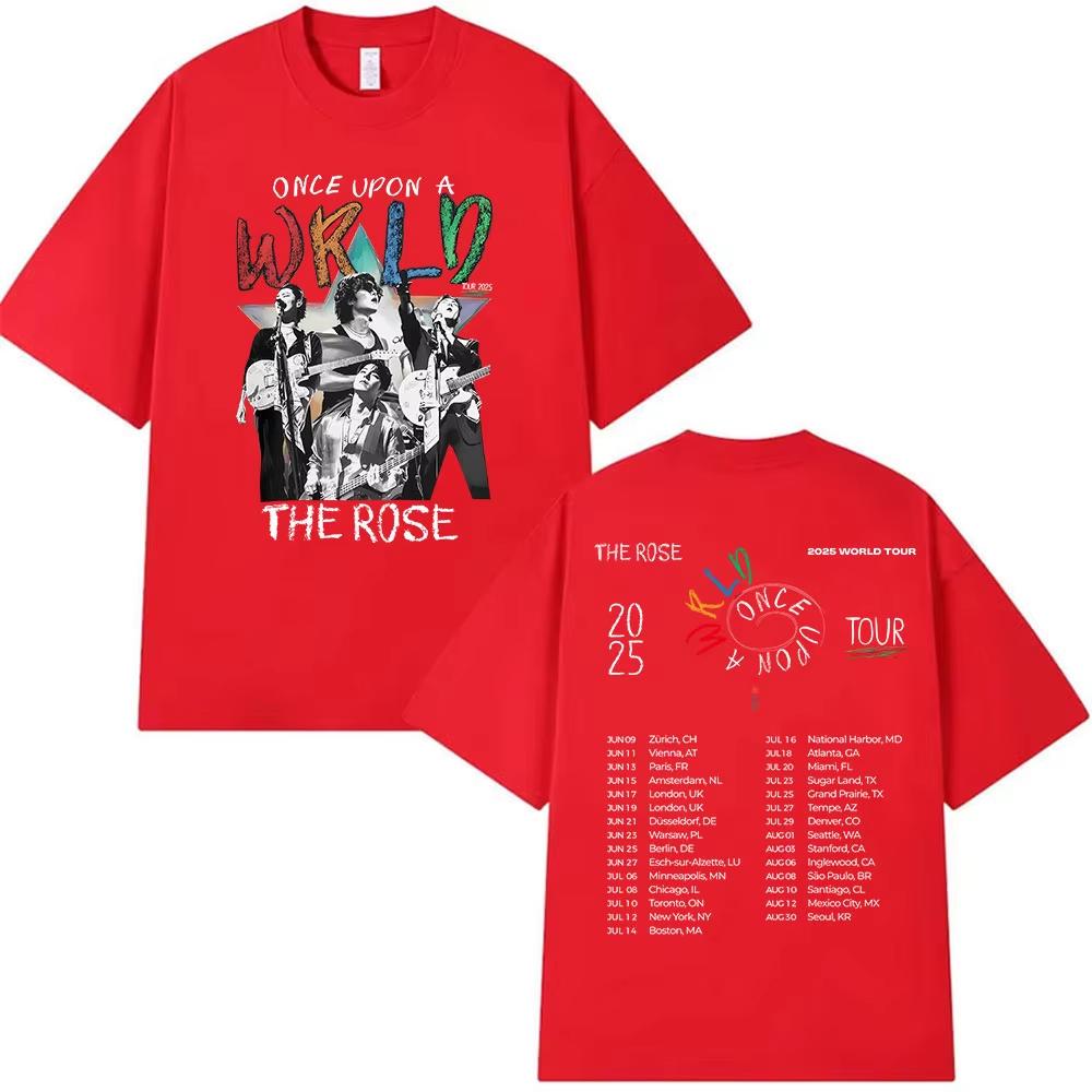 2025 Summe Kpop The Rose Once Upon AWRLD Welttournee T-Shirt Herren Hip Hop Korea 100 Reine Baumwolle Bedrucktes T-Shirt Kleidung T-Shirts