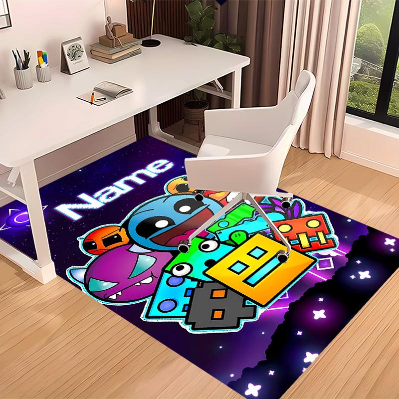 Tappeto Personalizzato Geometry Dash Area Tappeto - Morbido, Lavabile Antiscivolo Tappetino da Interno, Tappeto Decorativo per Soggiorno, Casa e Ufficio